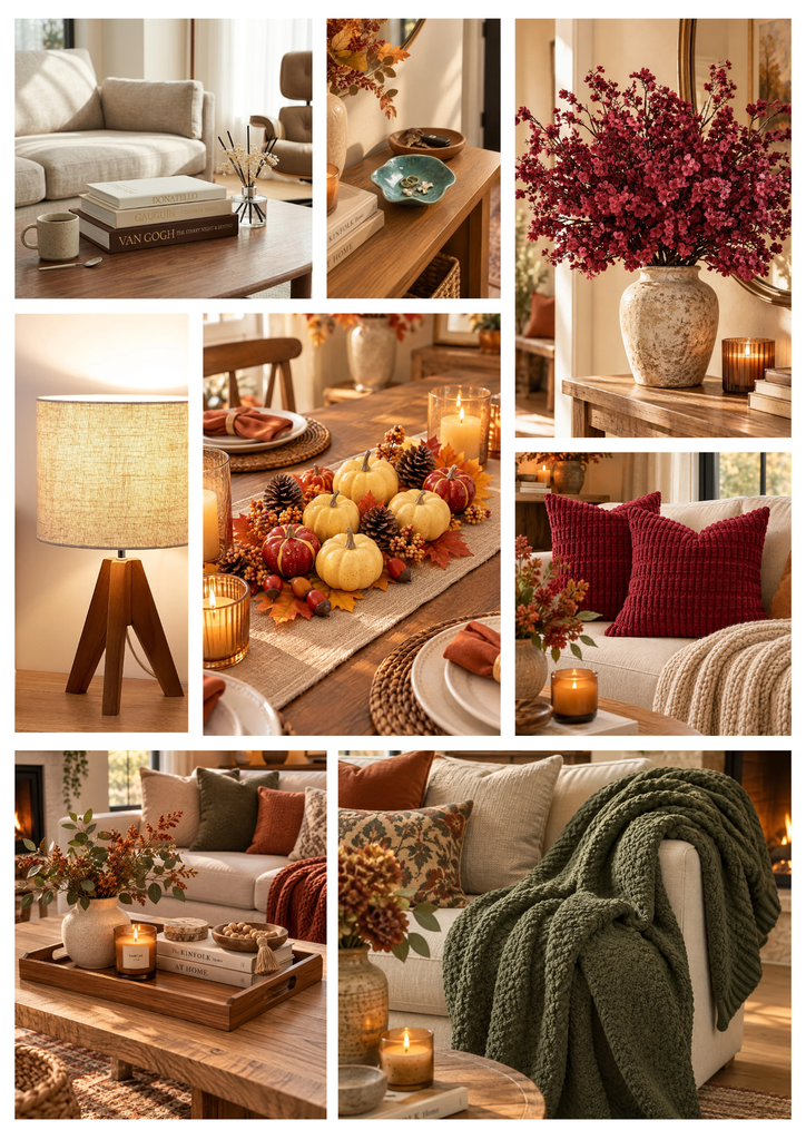 Fall Decorating Ideas to Try in 2026 ivory silver clean grid wedding photo collage canvas