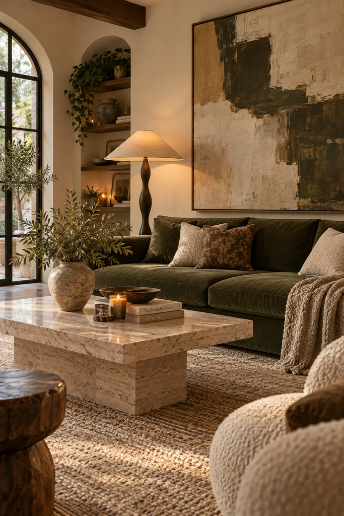 earthy modern living room retreat