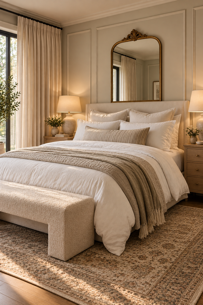elegant neutral bedroom retreat
