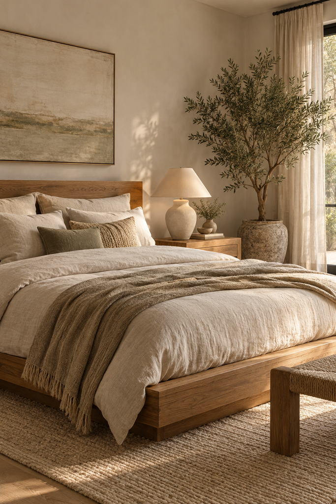 sunlit mediterranean minimalist bedroom