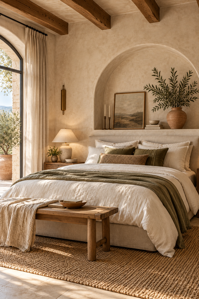 sunlit mediterranean rustic bedroom