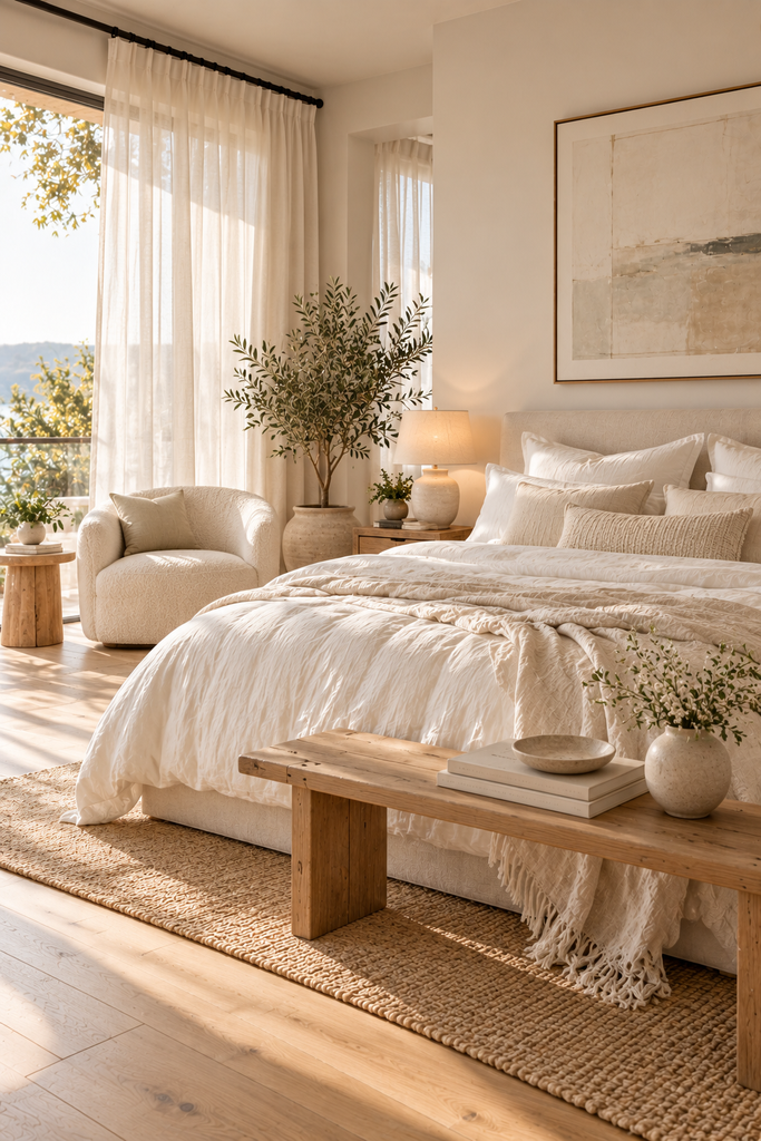 sunlit neutral bedroom retreat